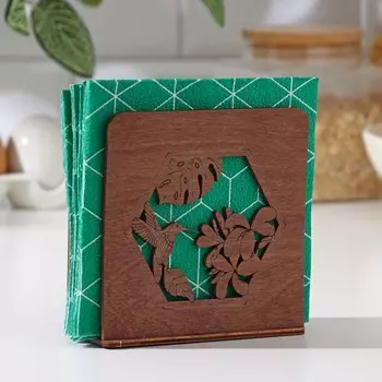 Салфетница деревянная «Колибри», 12125,5 см, цвет коричневый