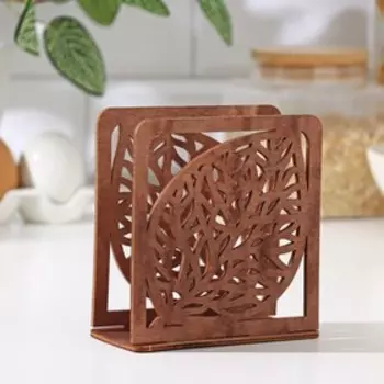 Салфетница деревянная «Листочек», 12125,5 см, коричневая