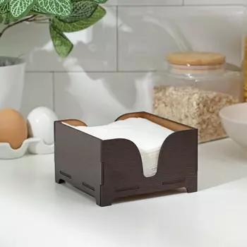 Салфетница деревянная «Мокко», 12,512,5 см, без гравировки, с салфетками