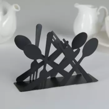 Салфетница Доляна «Приборы», 13.54.59.5 см, чёрная