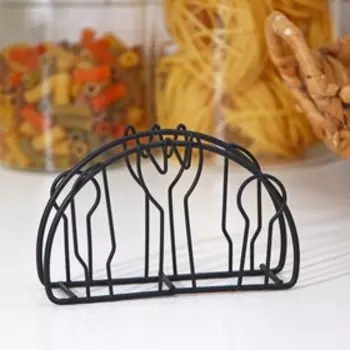 Салфетница Доляна «Столовые приборы»,133.58 см, чёрная