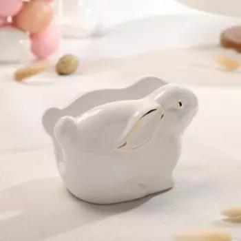 Салфетница Доляна «Зайка в золотом», 1278.5 см, белая