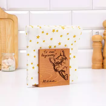 Салфетница "Кот",10 х 5 х 11см, дерево, Дуб