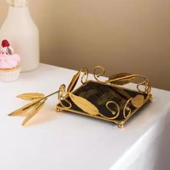 Салфетница «Перо», 17176 см, цвет металла золотой