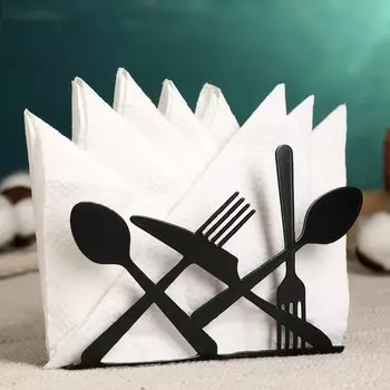 Салфетница "Приборы" 13,5х3,5см, черная