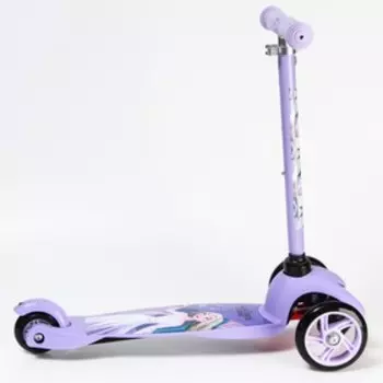 Самокат детский складной "Холодное сердце", колеса PU 120/80 мм, ABEC 7, цвет фиолетовый