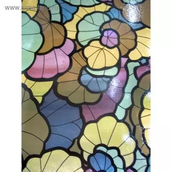 Самоклеящаяся пленка "Colour decor" 9001, витраж цветной желто-синий 0,45х8 м