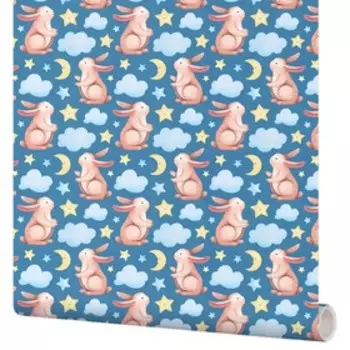 Самоклеящаяся пленка Moda Interio 53-039 Зайчики на синем 0,53х1,35