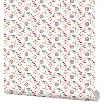 Самоклеящаяся пленка Moda Interio 53-180 Маяк с кораблями на белом 0,53х1,35