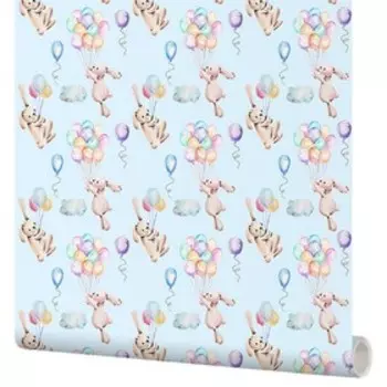 Самоклеящаяся пленка Moda Interio 53-190 Зайка с шариками на голубом 0,53х1,35