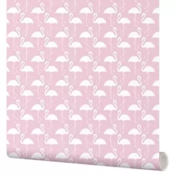 Самоклеящаяся пленка Moda Interio 53-224 фламинго белые на розовом 0,53х1,35