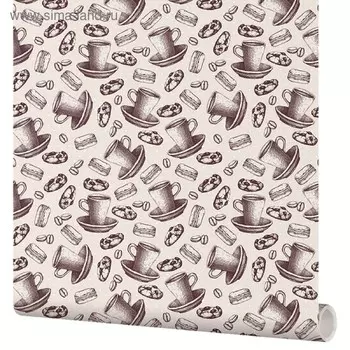 Самоклеящаяся пленка Moda Interio 53-226 кофе на бежевом 0,53х1,35