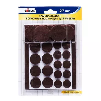 Самоклеящиеся войлочные подкладки для мебели UNIBOB темно - коричневые, 27шт