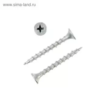 Саморез 3,5х35 мм ТУНДРА PREMIUM, потай, крупная резьба, шлиц PH, белый цинк, 1 кг