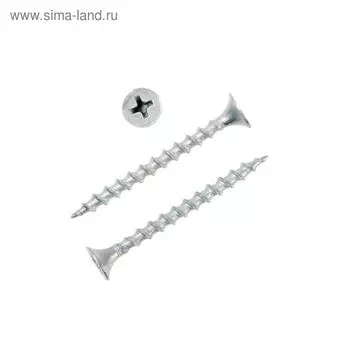 Саморез 3,5х41 мм ТУНДРА PREMIUM, потай, крупная резьба, шлиц PH, белый цинк, 1 кг