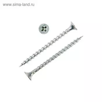 Саморез 3,5х51 мм ТУНДРА PREMIUM, потай, крупная резьба, шлиц PH, белый цинк, 1 кг