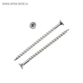 Саморез ТУНДРА krep 4,2х76 мм, потай, крупная резьба, шлиц PH, белый цинк, 1 кг