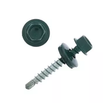 Саморезы кровельные 4.8х35 RAL 6005, темно-зеленый, 200 шт.