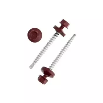 Саморезы кровельные 4.8х50 RAL 3005, красный, 200 шт.