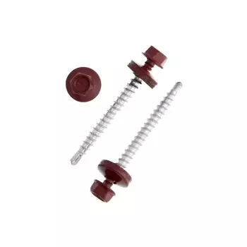 Саморезы кровельные 4.8х50 RAL 3005, красный, 200 шт.