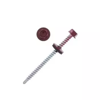 Саморезы кровельные 4.8х70 RAL3005, красный, 100 шт.
