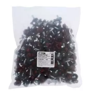 Саморезы кровельные ТУНДРА krep с буром 5.519 мм, темно-красный 1 кг