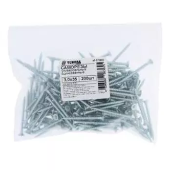 Саморезы универсальные ТУНДРА krep 3.0x35 мм, цинк, 200 шт.