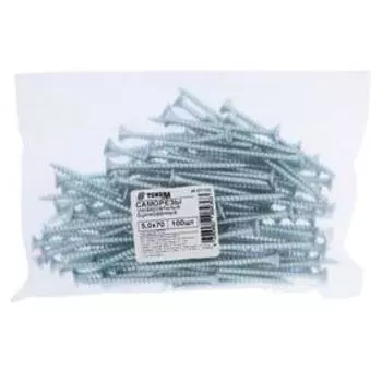 Саморезы универсальные ТУНДРА krep 5.0x70 мм, цинк, 100 шт.