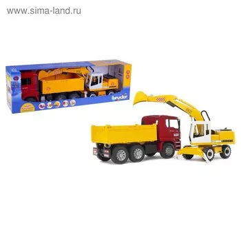 Самосвал «MAN» с колёсным экскаватором «Liebherr»