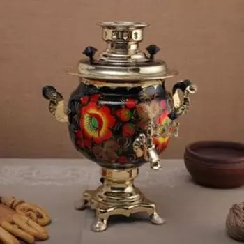 Самовар «Маки», овал, 3 л, электрический