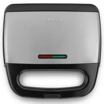Сэндвичница Vitek VT-7147, 750 Вт, антипригарное покрытие, чёрно-серебристая