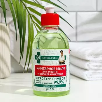 Санитарное мыло "Аптечка Агафьи", "Экстракт столетника", 300 мл
