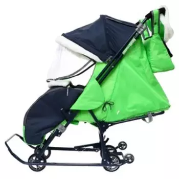 Санки-коляска «Наши детки 4-1», кузов трансформер, принт серый с зеленым