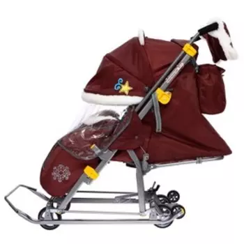 Санки-коляска «Ника Детям 7-6», рисунок с бельчонком, цвет шоколадный