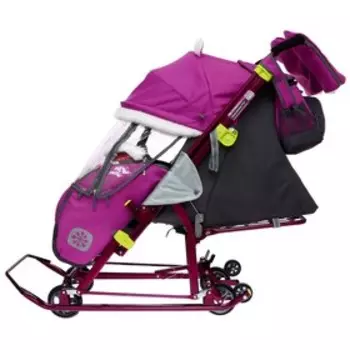 Санки-коляска «Ника Детям 7-6», рисунок со снеговиком, цвет орхидея