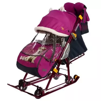 Санки-коляска «Ника детям 7-6», со щенком, цвет орхидея