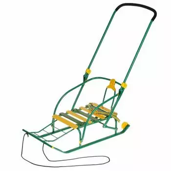 Санки детские складные Nikki 2, с ручкой, цвет зелёный