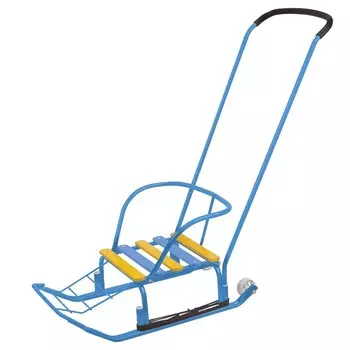 Санки детские «Тимка 3К», с ручкой, цвет голубой