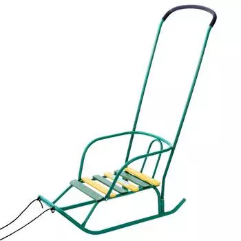 Санки детские «Ветерок 6», с ручкой, цвет зелёный