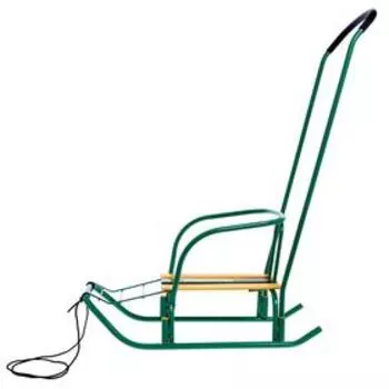 Санки детские «Ветерок 7», с ручкой, цвет зелёный