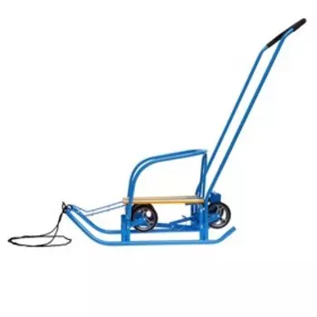 Санки детские с колёсами «Ветерок 7 универсал», с ручкой, цвет голубой