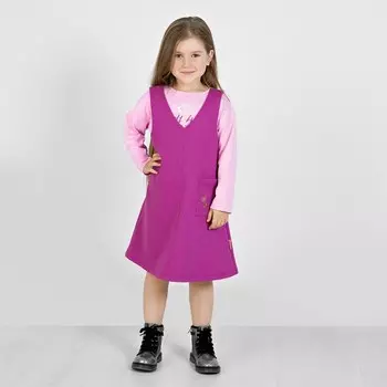 Сарафан для девочек, рост 128 см, цвет темно-сиреневый