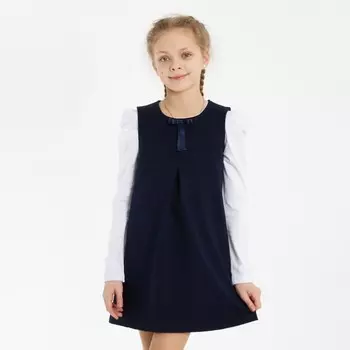 Сарафан для девочки, цвет темно-синий, рост 134 см (64)