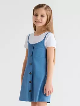 Сарафан для девочки MINAKU: Jeans collection, голубой, рост 104 см