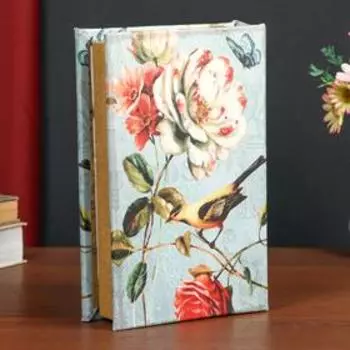Сейф-книга дерево кожзам "Птица и пионы" зеркало 26х17х5 см