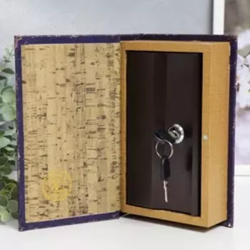 Сейф-книга дерево кожзам "Синие цветы" 21х13х5 см