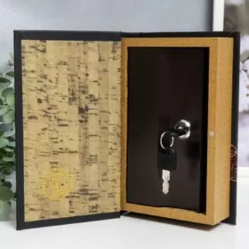 Шкатулка книга-сейф «Золотые лепестки на чёрном», дерево, искусственная кожа, 21135 см