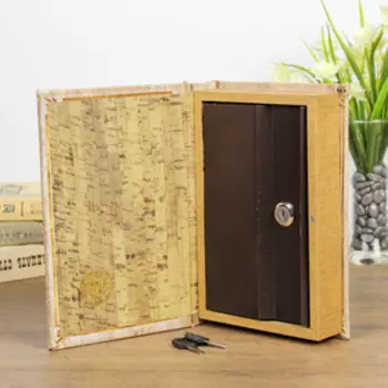 Сейф-книга дерево "Пёрышко. Мечты" кожзам, зеркальная 24х16х5 см