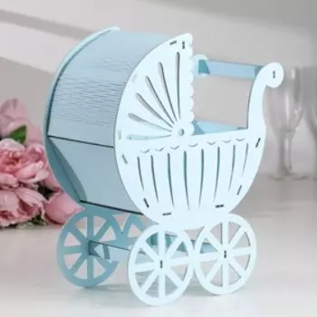 Семейный банк "Коляска", фанера, голубой, 27х15х33,5 см