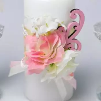 Свечи свадебные, семейный очаг «Венский» шампань-розовый, 1019 см